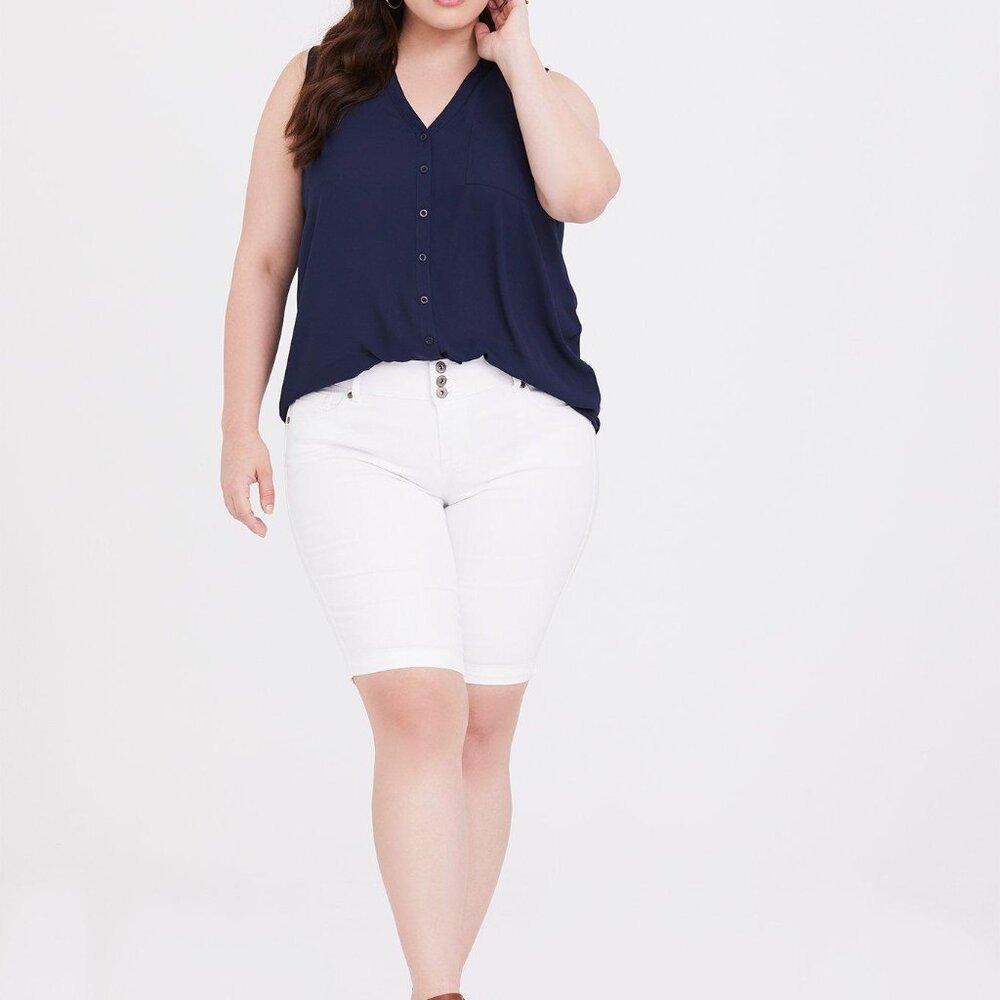 Torrid Navy Georgette Button-Down Tank - image 2